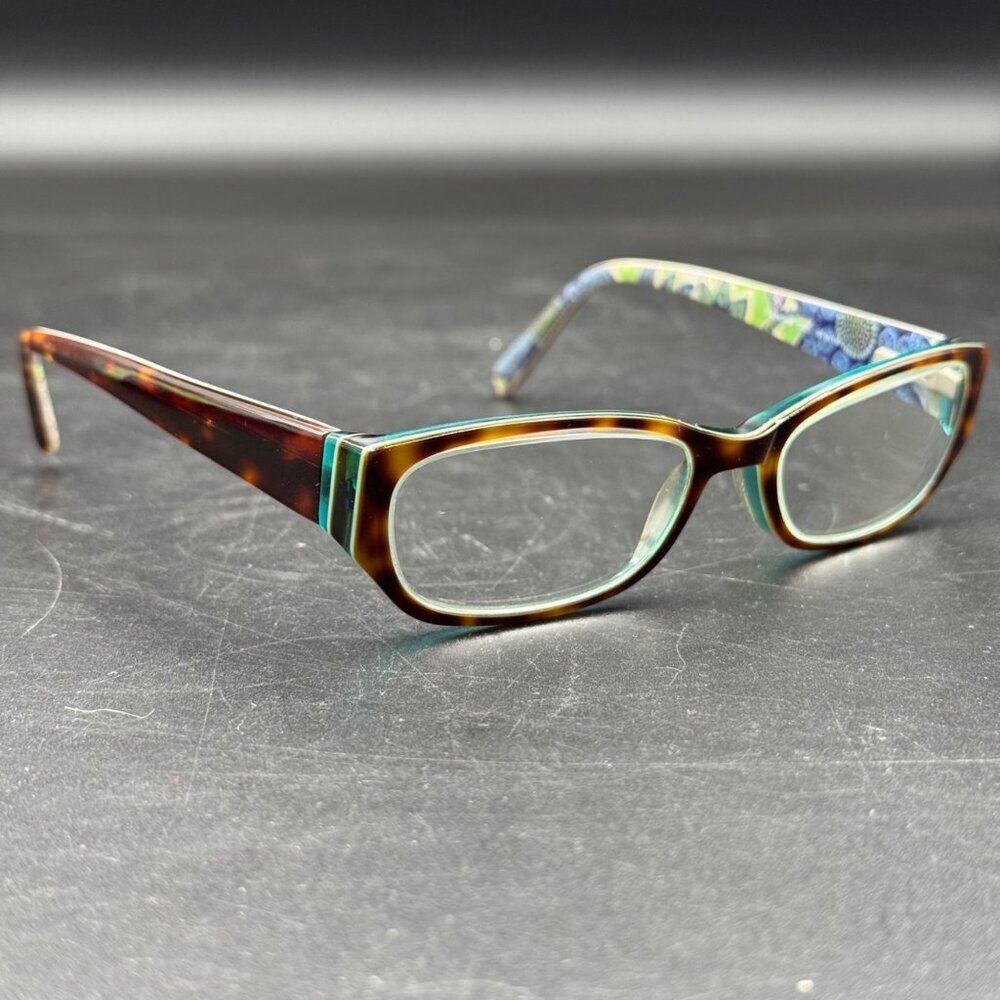 Vera Bradley Designer Reading Glasses Tortoise Blue Green Paisley Frame
